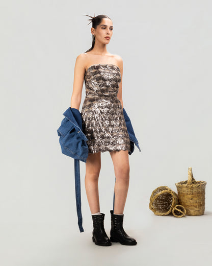 Facet Shine Mini Dress