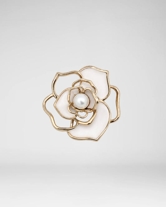 Gold Flower Pearl Brooch
