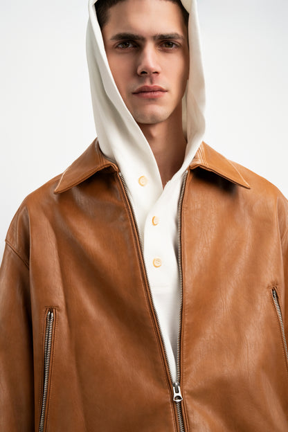 Amber Leather Zip Jacket