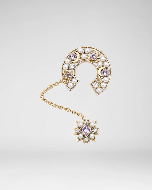 Horseshoe Pearl Brooch