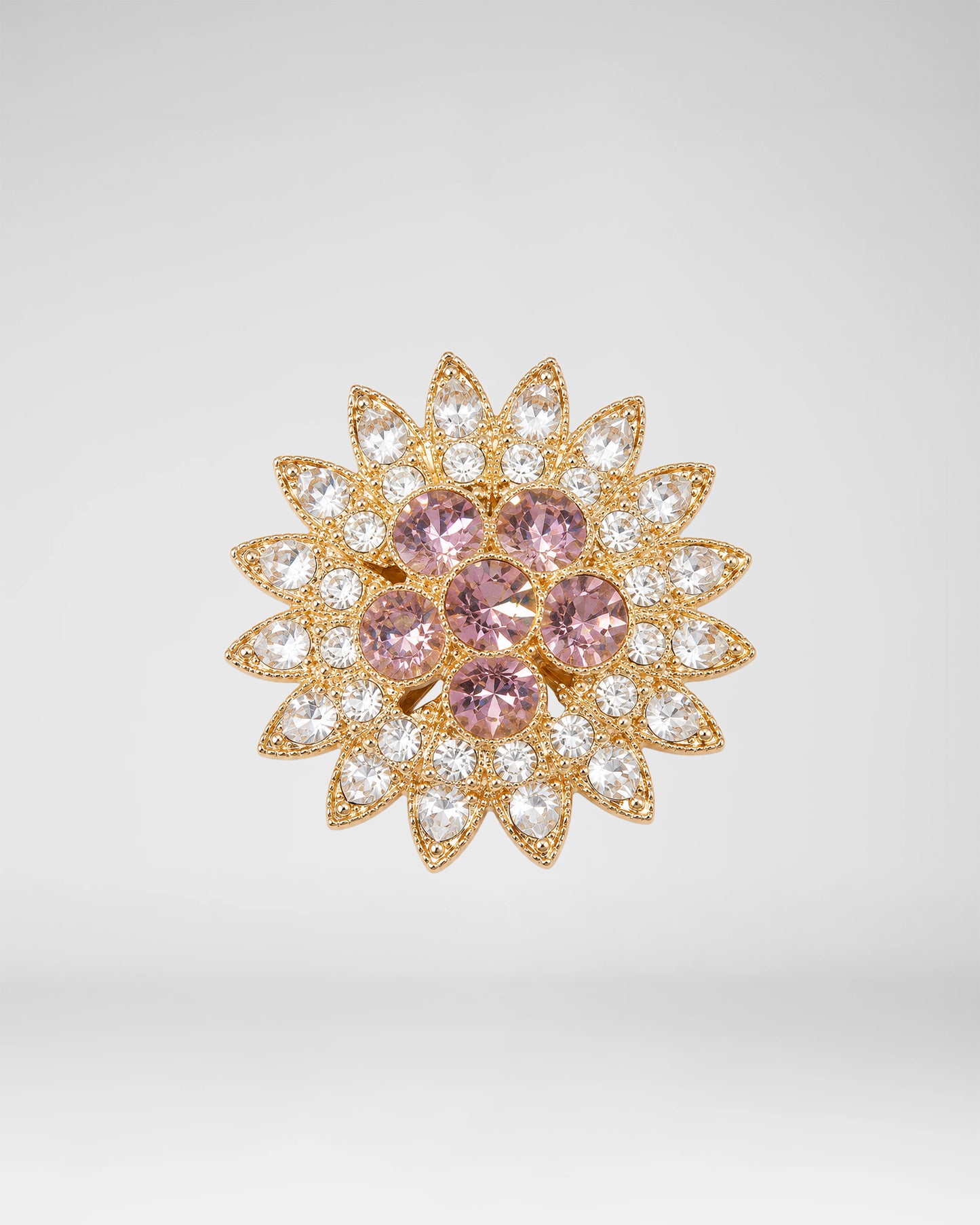 Pink Sunburst Brooch