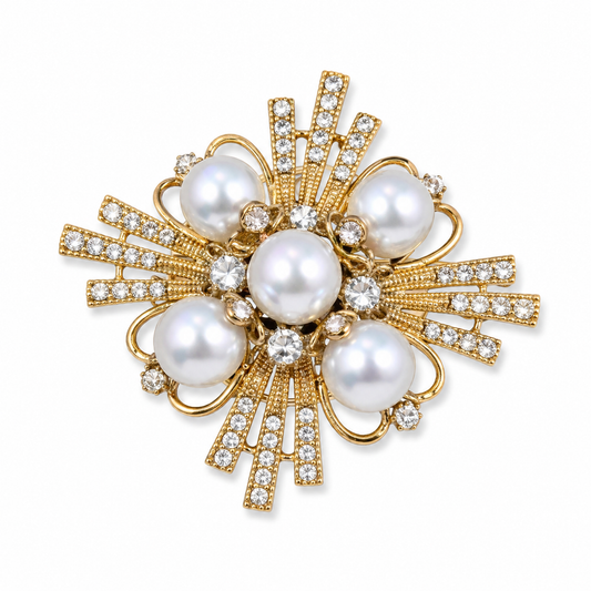 Pearl Radiance Crystal Brooch