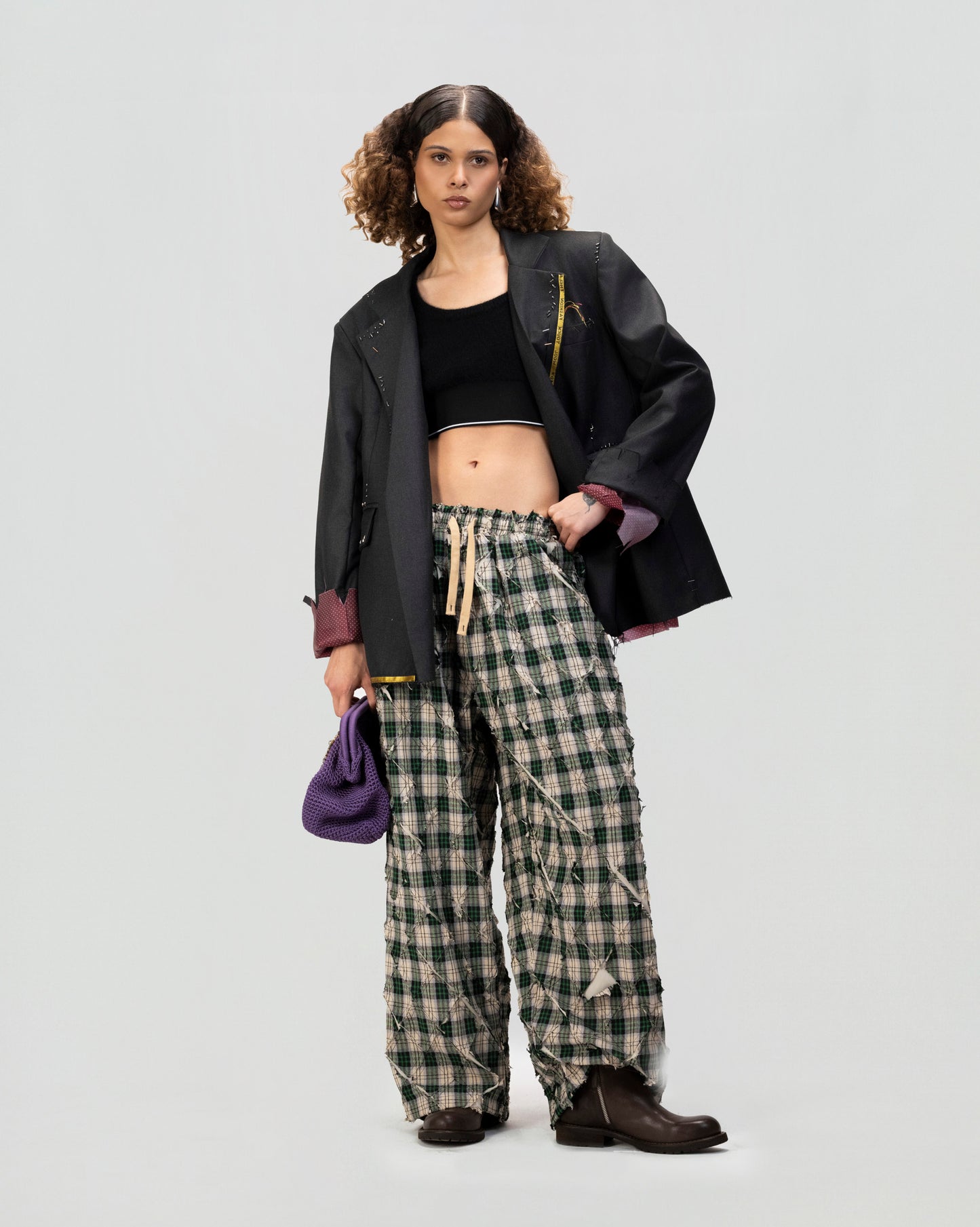 Crinkle Check Easy Pant