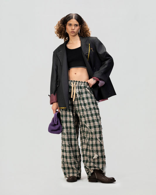 Crinkle Check Easy Pant