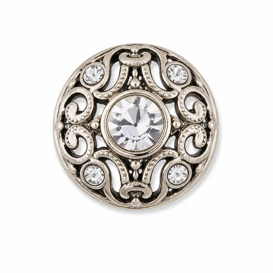 Vintage Crystal Filigree Brooch