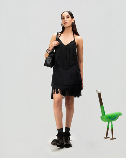 Midnight Fringe Mini Skirt