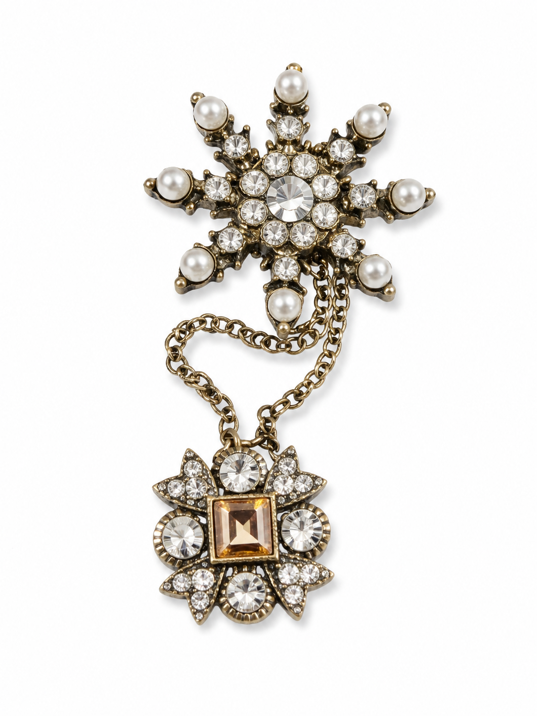 Celestial Pearl & Crystal Brooch Set