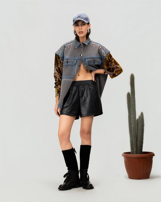 Midnight Faux Leather Shorts