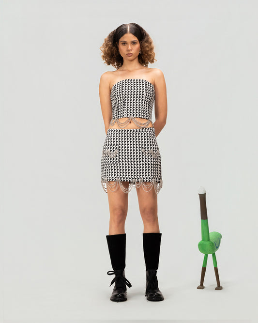 Chainlink Tweed Mini Skirt