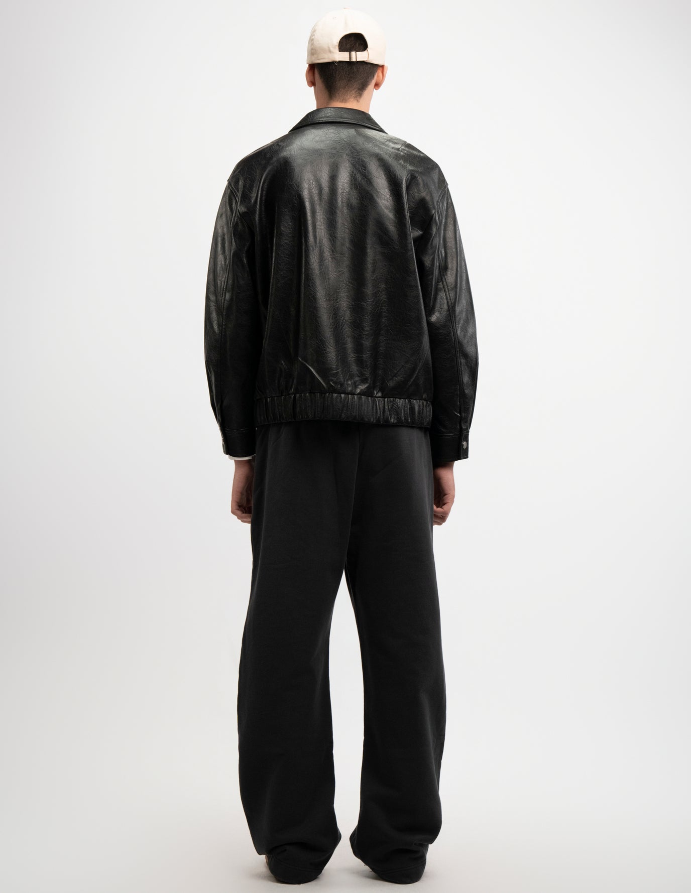 Worn Leather Zip Jacket