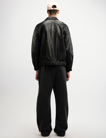 Worn Leather Zip Jacket