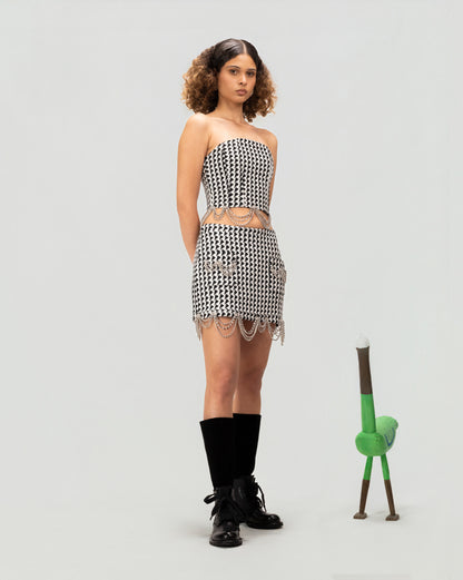Chainlink Tweed Mini Skirt