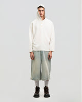 Hooded Henley Top — White