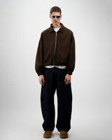 Stand Collar Zip Jacket — Brown