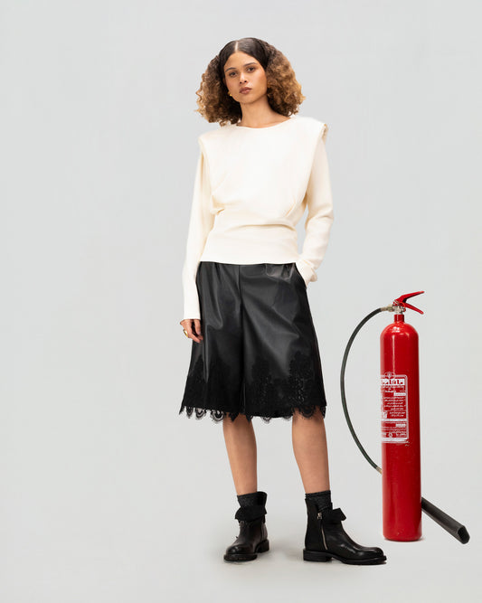 Sculpted Shoulder Long Sleeve Top