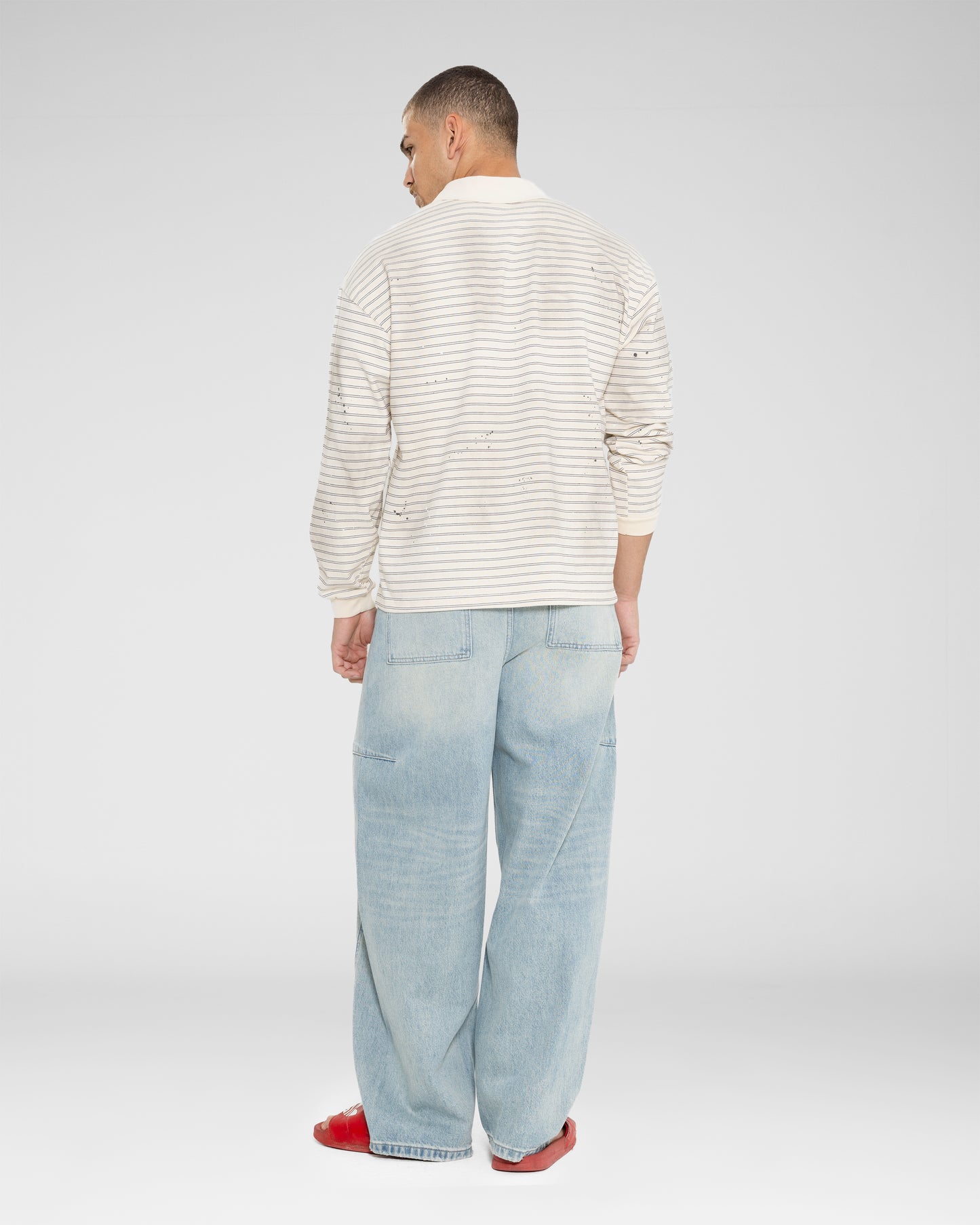 Striped Long-Sleeve Rugby Polo