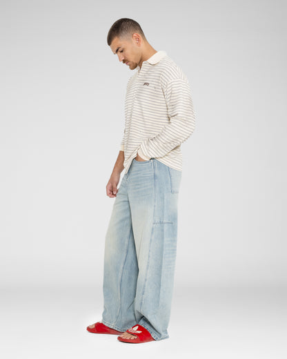 Striped Long-Sleeve Rugby Polo