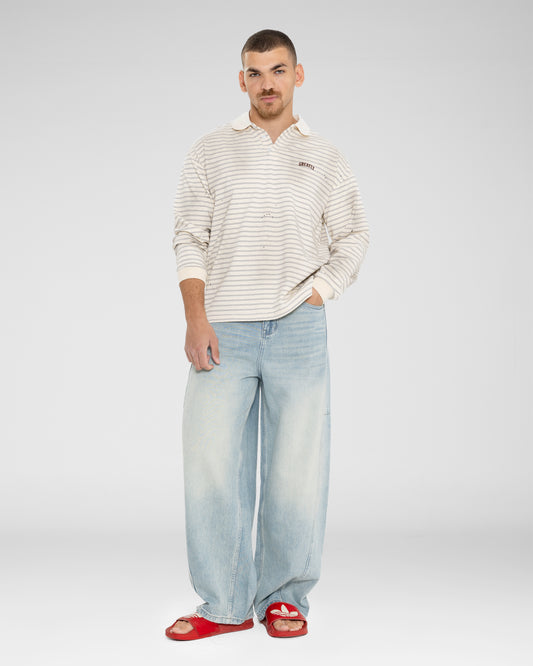 Striped Long-Sleeve Rugby Polo