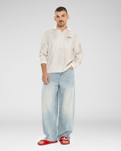 Striped Long-Sleeve Rugby Polo