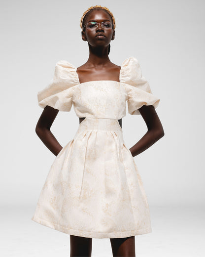 Midnight Garden Puff Dress