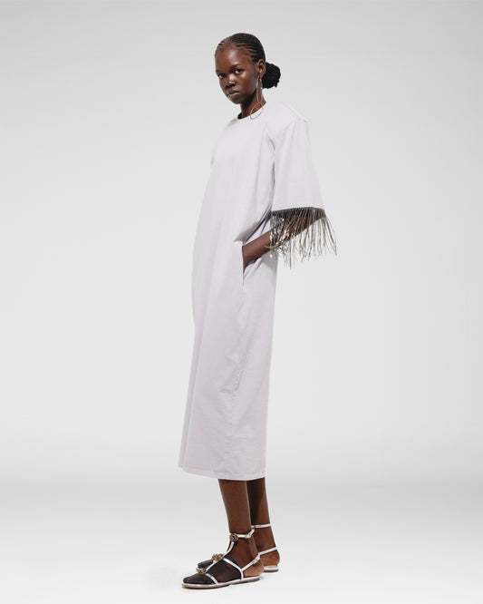 Fringe‑Sleeve Midi Dress
