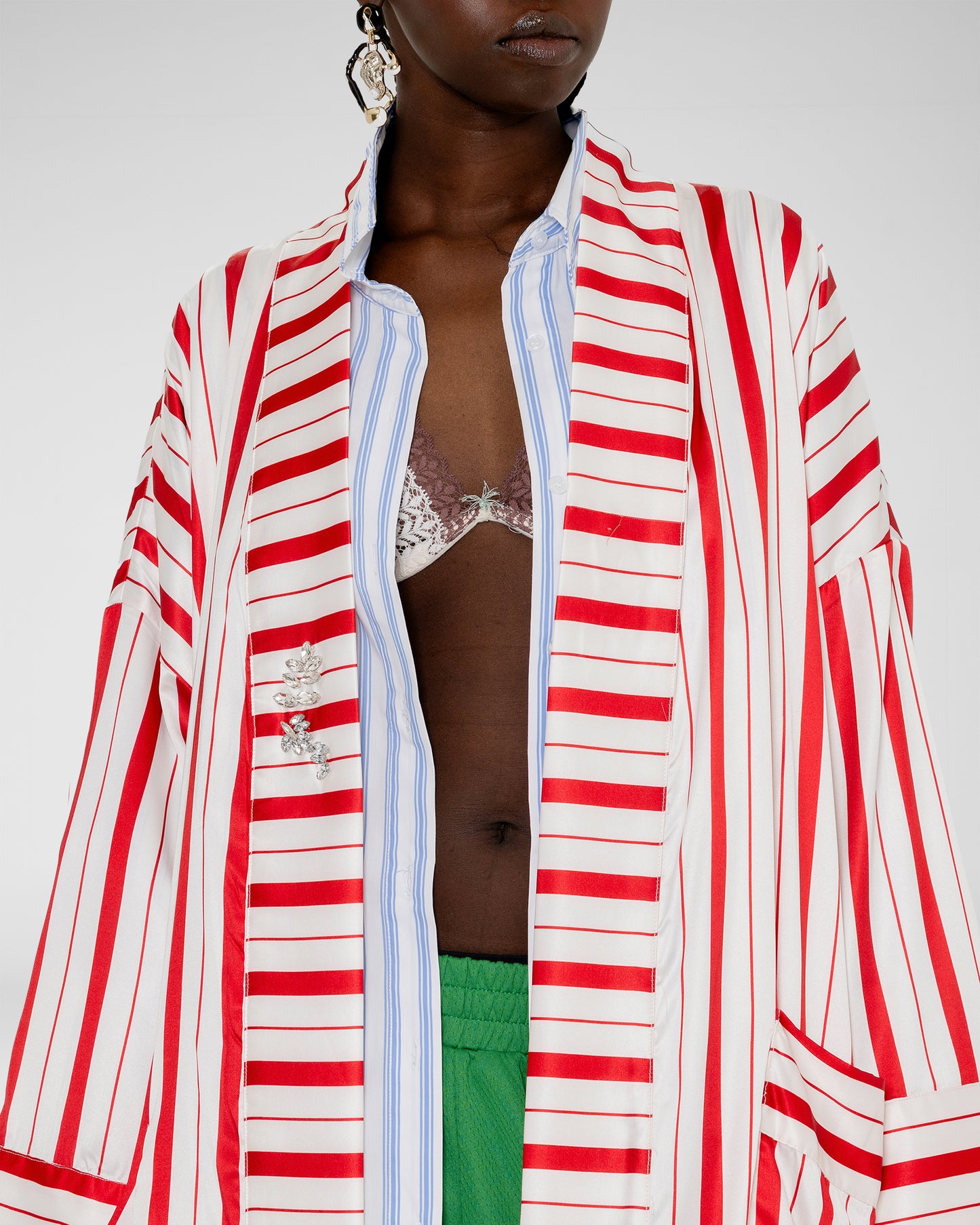 Stripe Silk Kimono