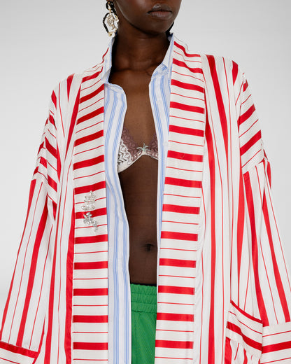 Stripe Silk Kimono