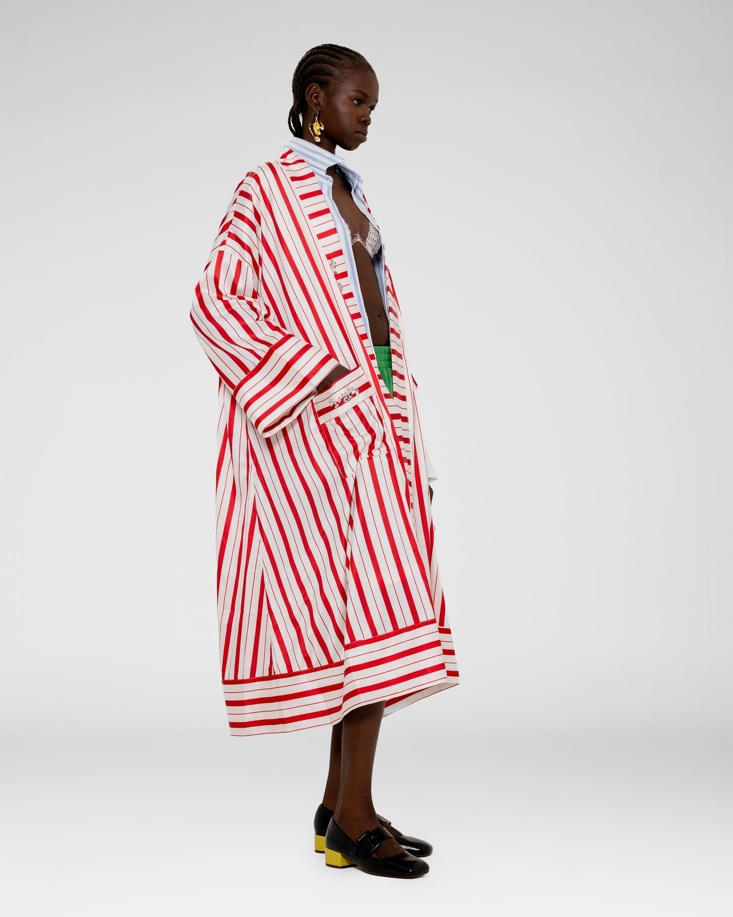 Stripe Silk Kimono