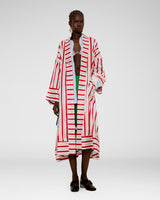 Stripe Silk Kimono — Red