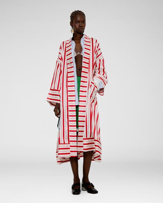 Stripe Silk Kimono