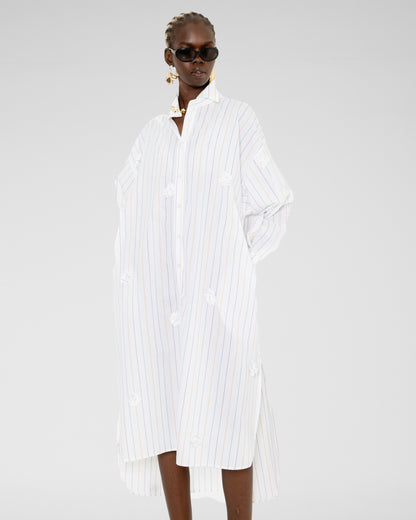 Petal Stripe Shirt Dress 