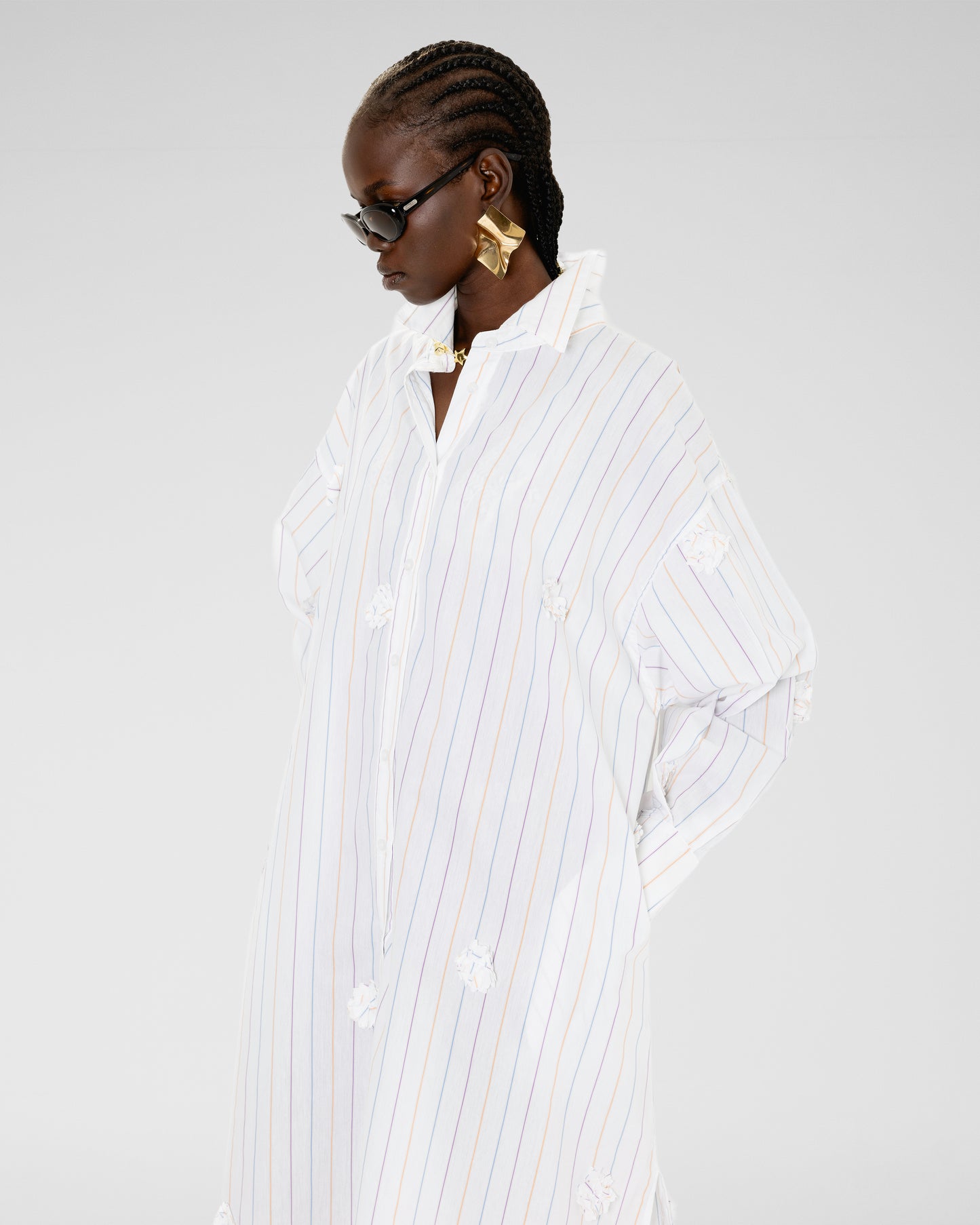 Petal Stripe Shirt Dress 