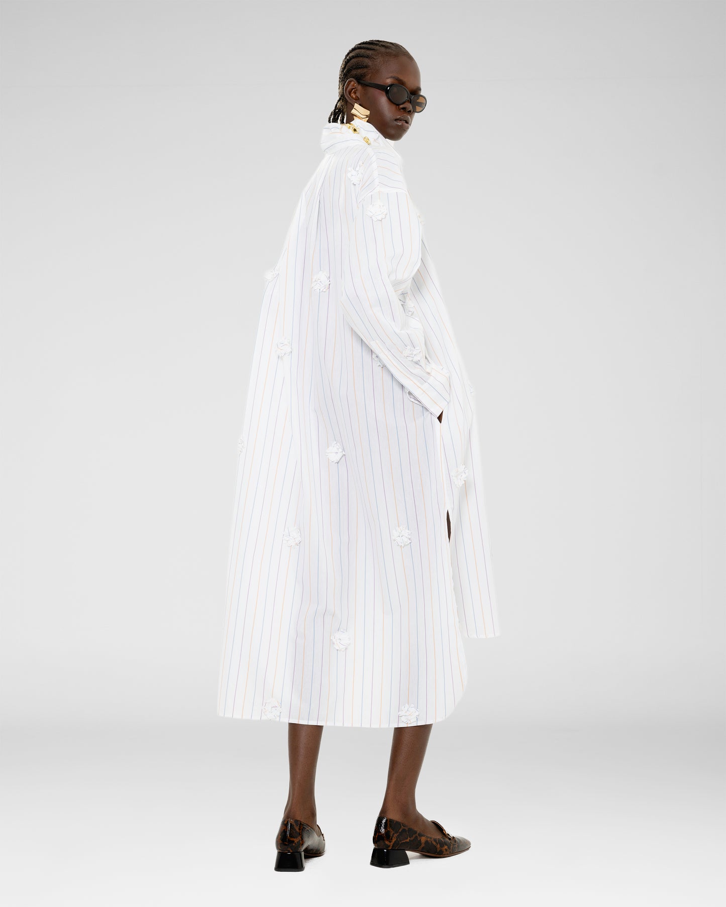 Petal Stripe Shirt Dress 