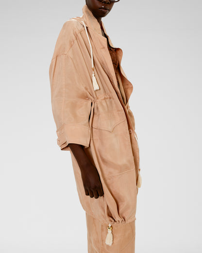 Silk Drawstring Parka
