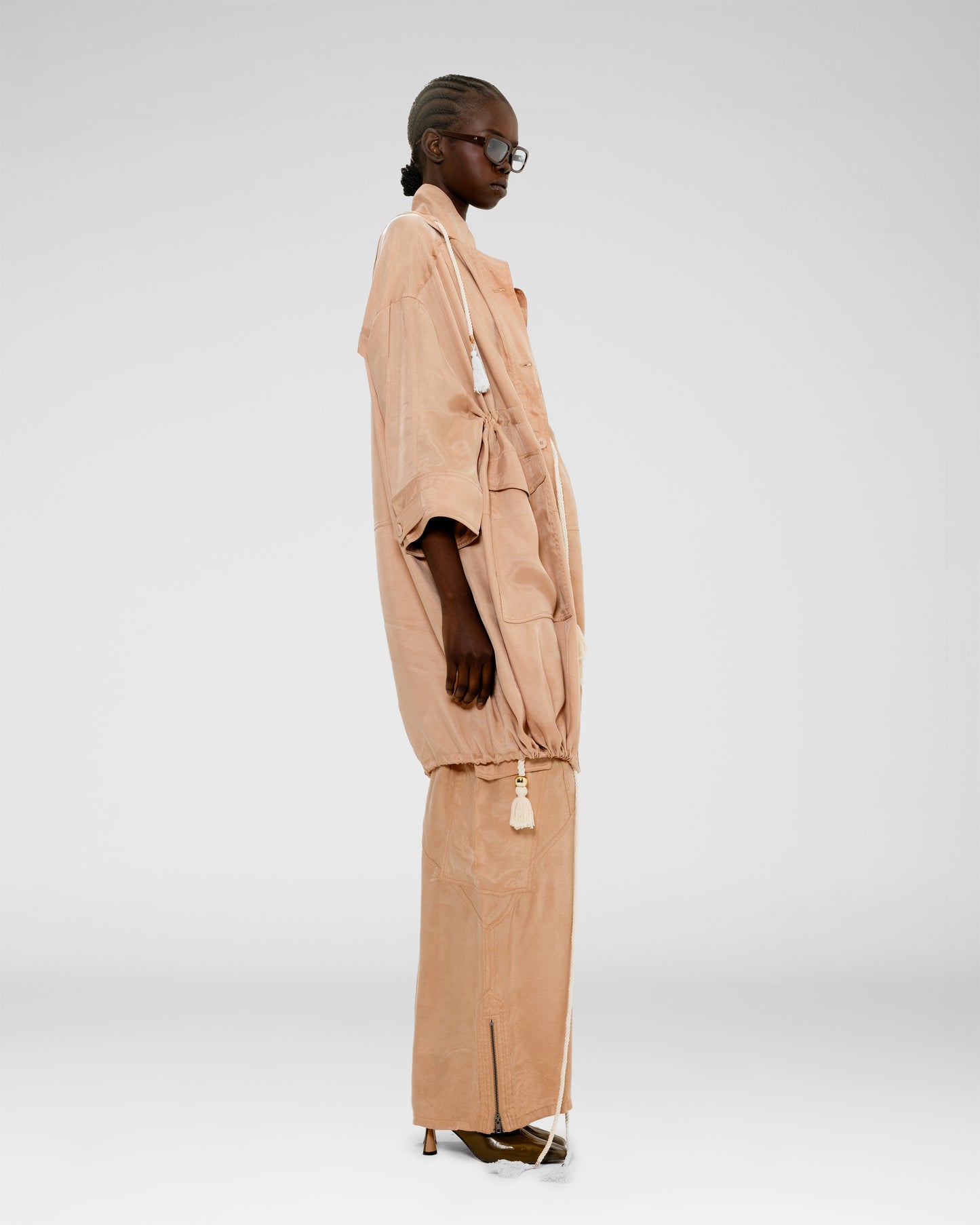 Silk Drawstring Parka