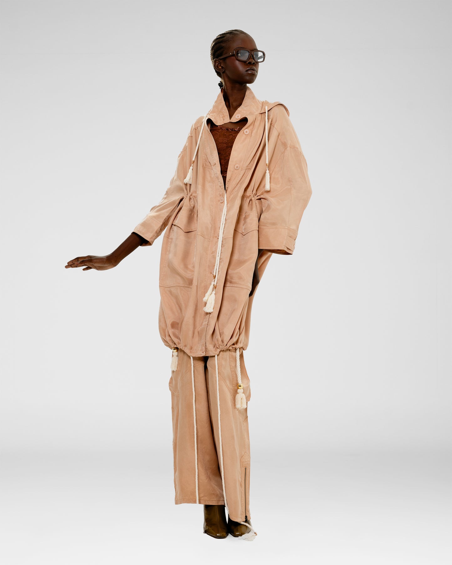 Silk Drawstring Parka
