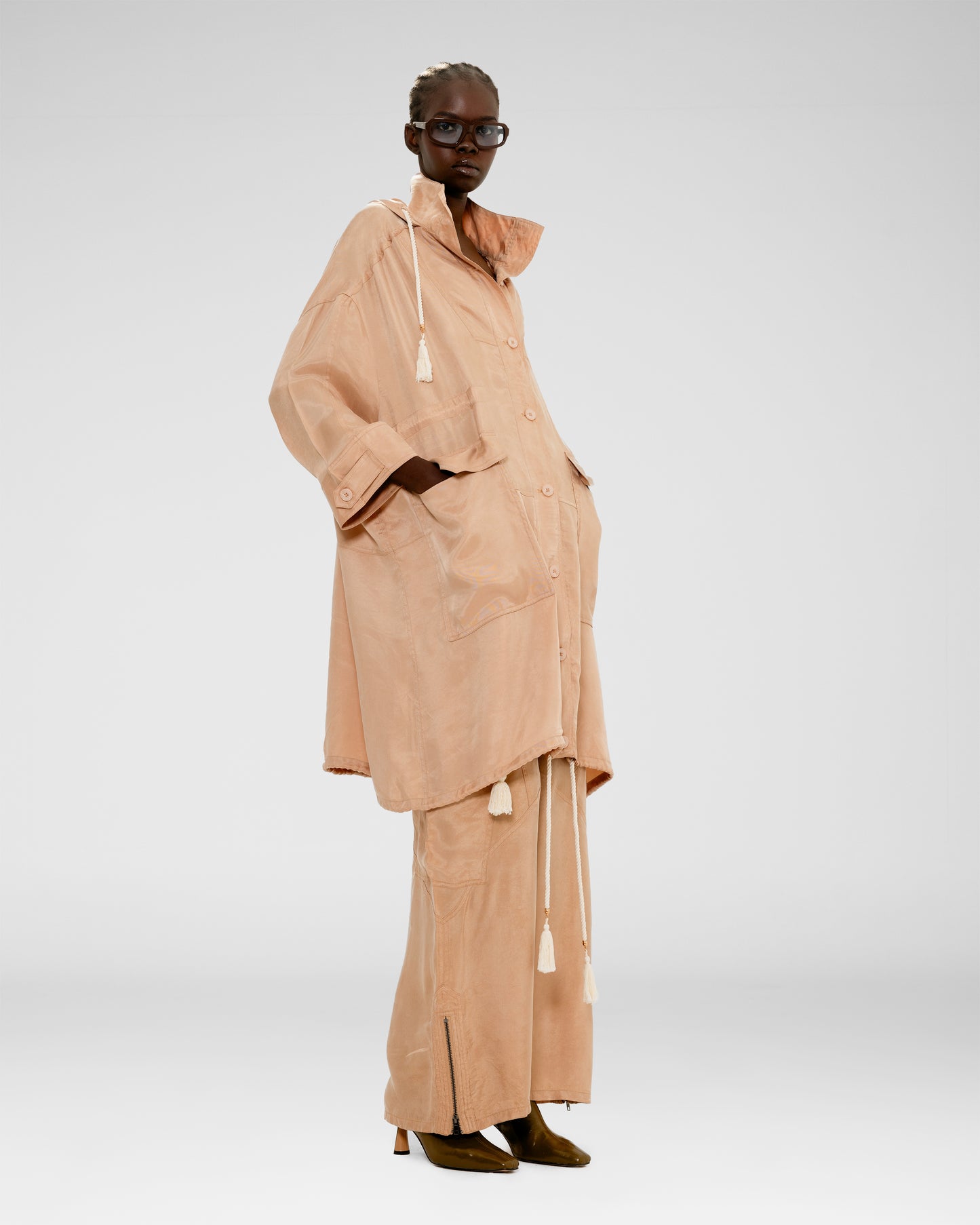 Silk Drawstring Parka