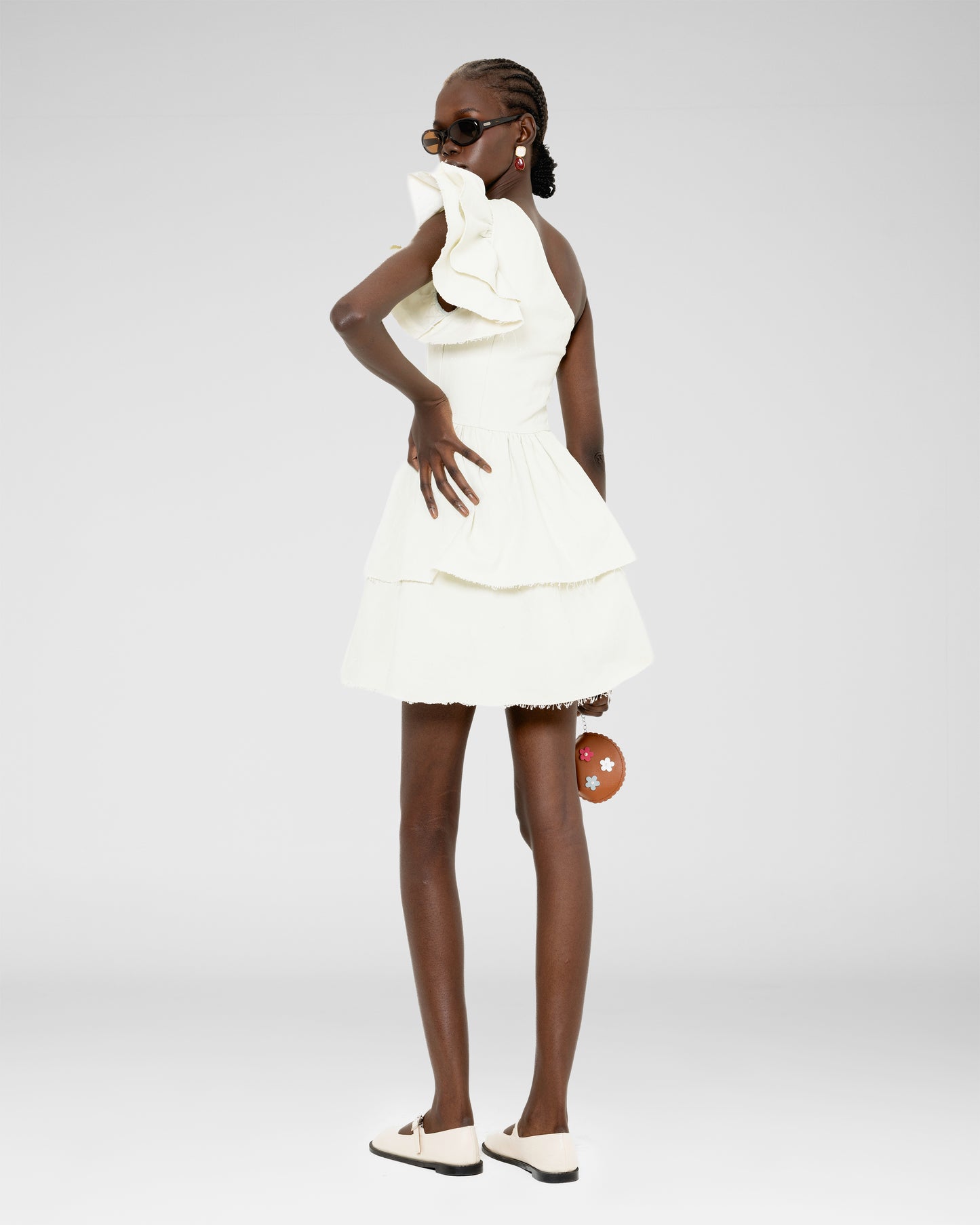 Frayed Edge One-Shoulder Dress