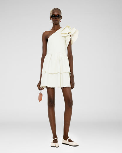Frayed Edge One-Shoulder Dress
