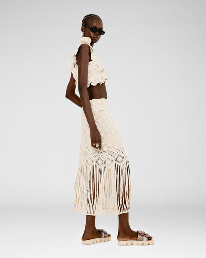 Shell Crochet Tie-Front Top