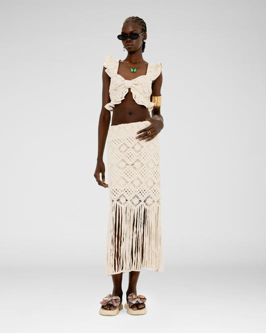 Shell Crochet Tie-Front Top