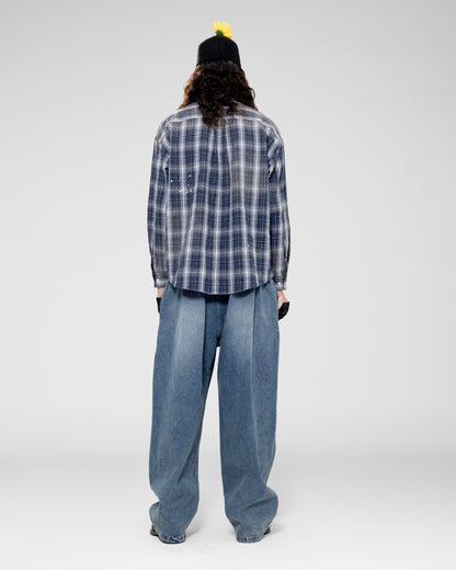 Check Flannel Shirt in Navy