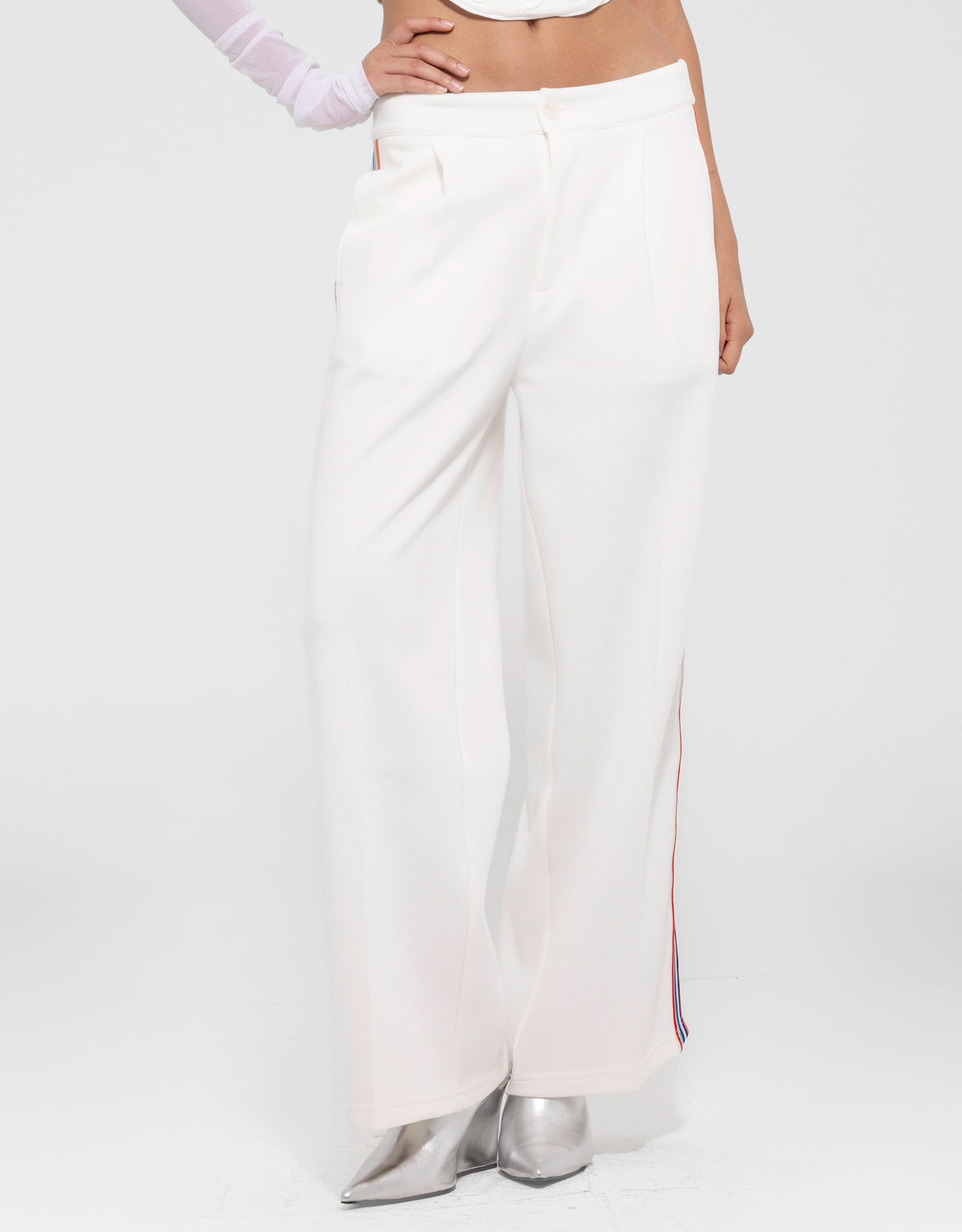 Rainbow Stripe Wide-Leg Pants