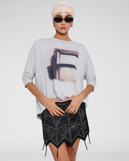 Abstract Print Oversized Tee
