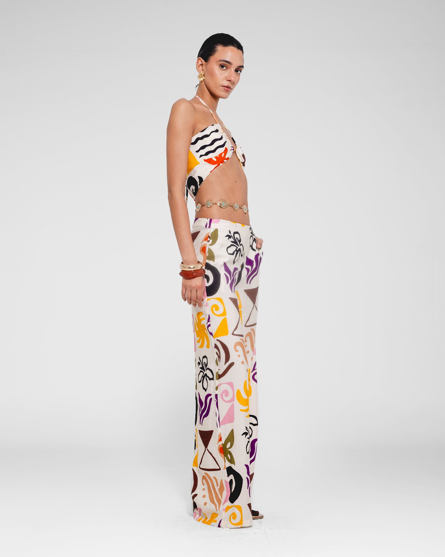 Abstract Print Wide-Leg Pants