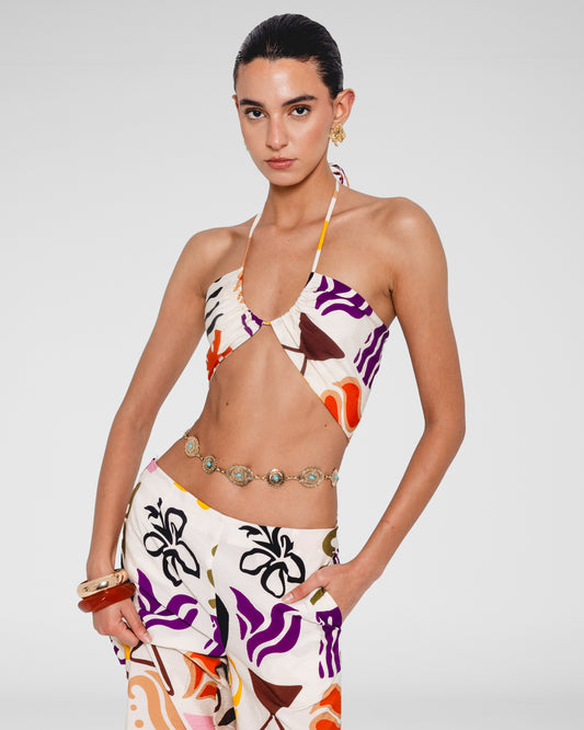 Abstract Halter Top