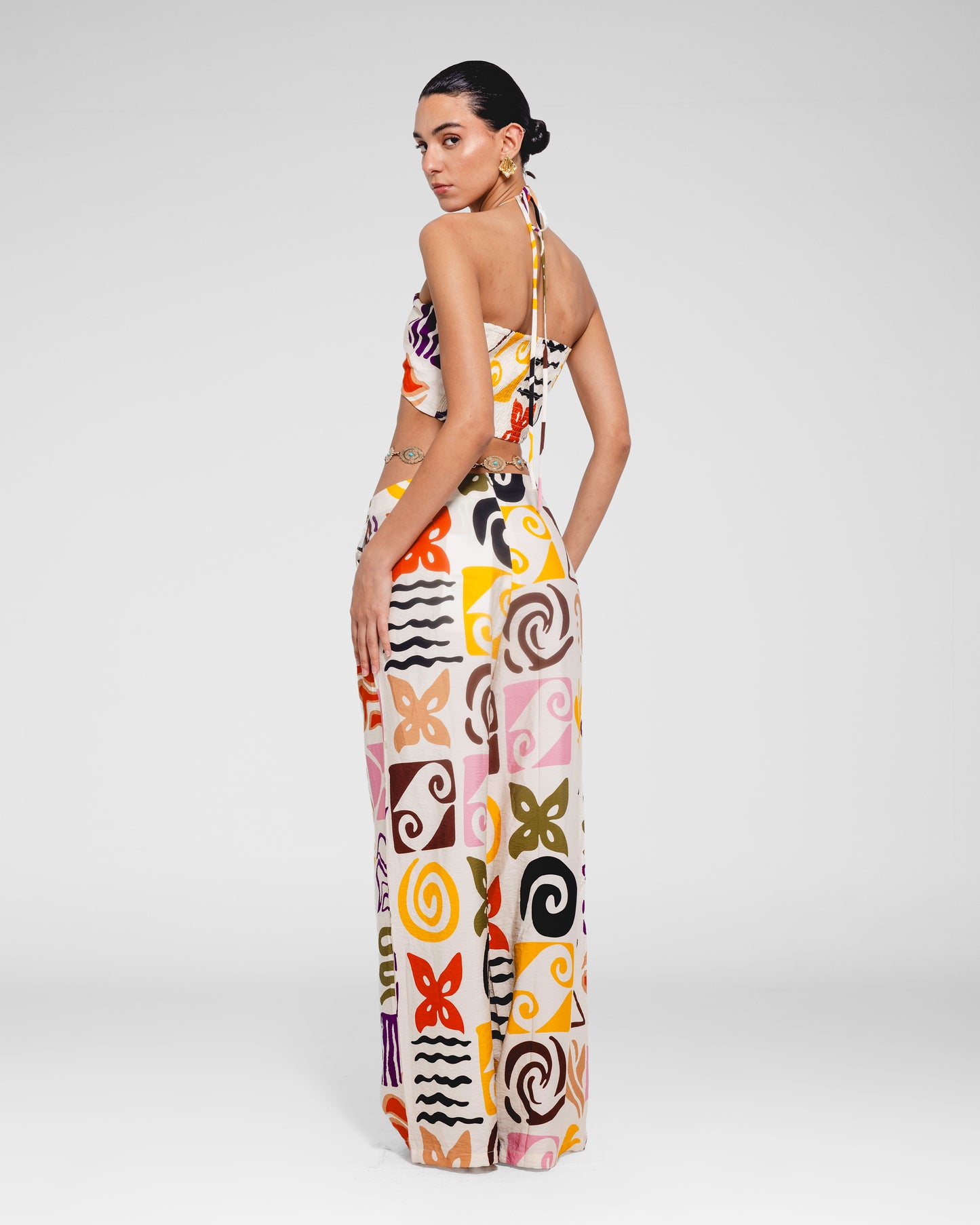 Abstract Print Wide-Leg Pants