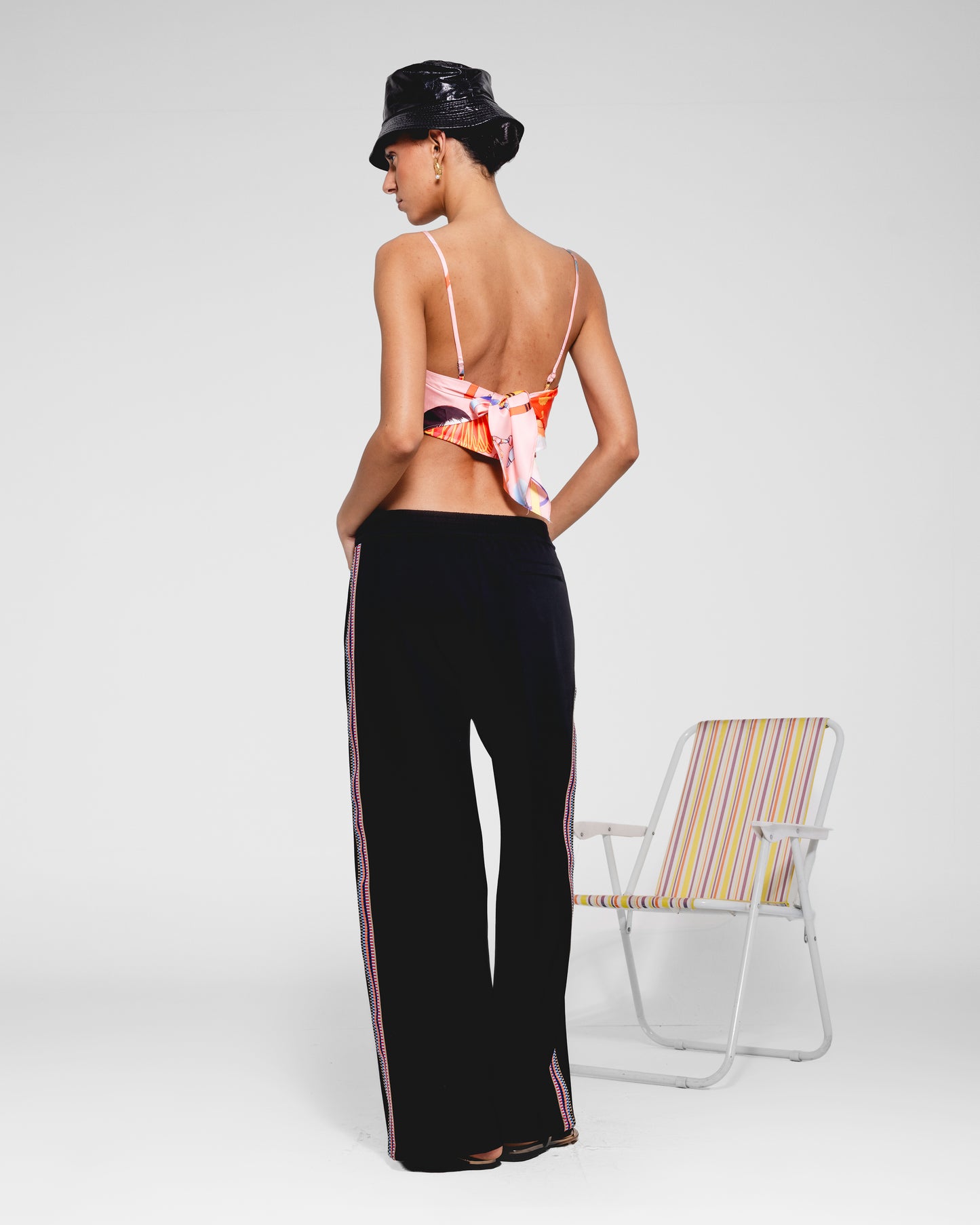 Rainbow Stripe Wide-Leg Trousers