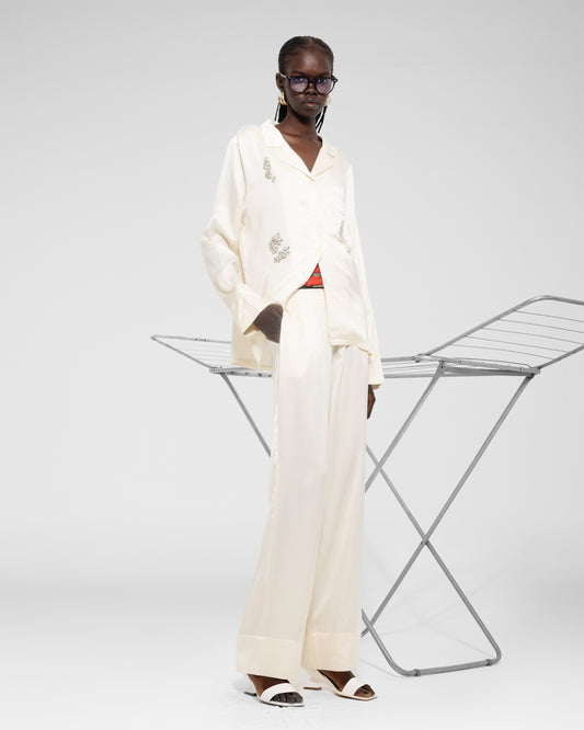 Wide-Leg silk Pants