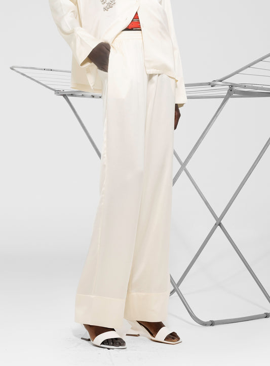 Wide-Leg Silk Pants